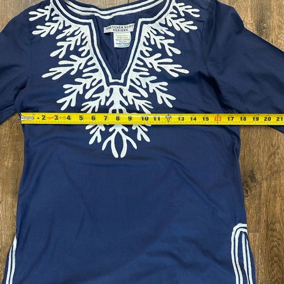GRETCHEN SCOTT Navy Reef Embroidered Cotton Poplin Tunic XS - Picture 6 of 9